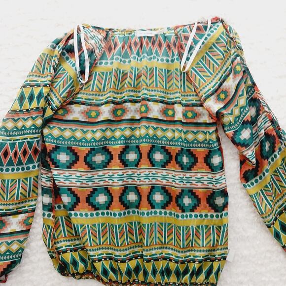 Blouse Size S Aztec Tribal Southwest Lightweight Boho Festival Boho Whimsycore - Picture 13 of 16